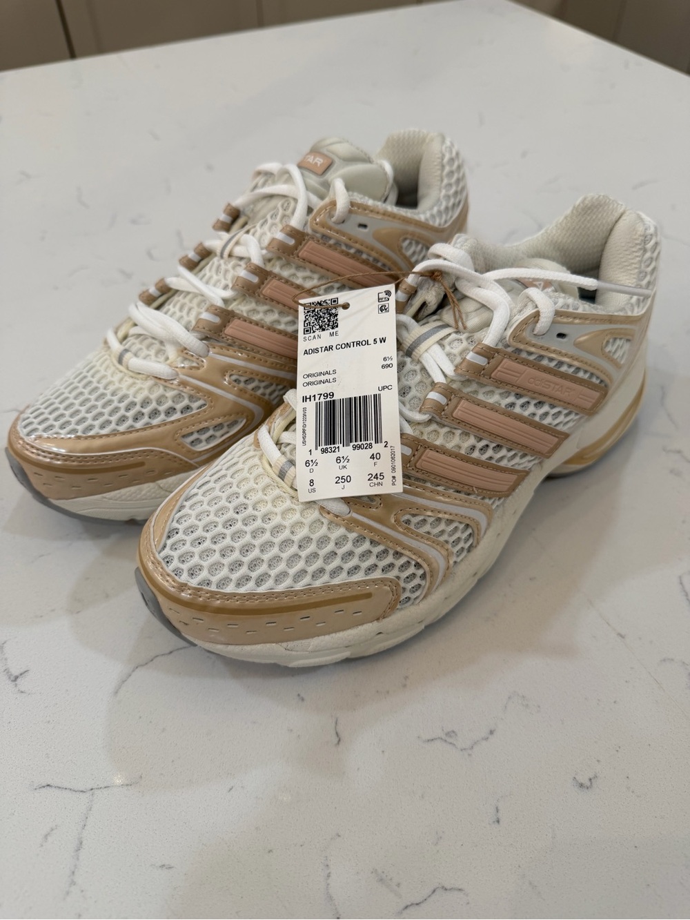 adidas Adistar White/blush and Tan Mesh Lace-Up Sneakers- W8